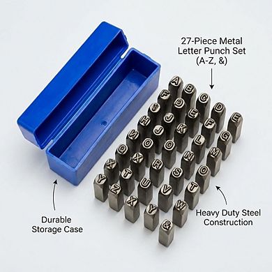 CASAFOYER Heavy Duty Letter Punch Set - Metal Stamping Kit with Alphabet