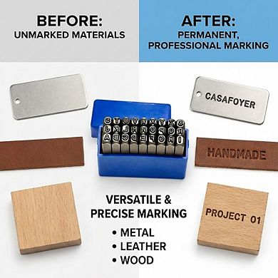 CASAFOYER Heavy Duty Letter Punch Set - Metal Stamping Kit with Alphabet