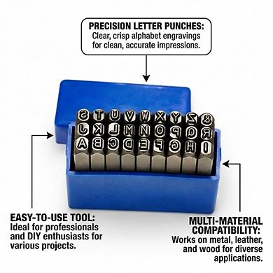 CASAFOYER Heavy Duty Letter Punch Set - Metal Stamping Kit with Alphabet