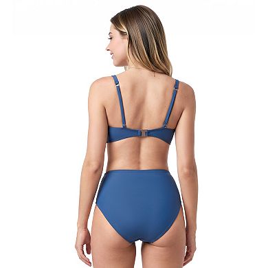 Charmo Women Knot Front V Neck Adjustable Strap High Waist Ruched Bikini Set