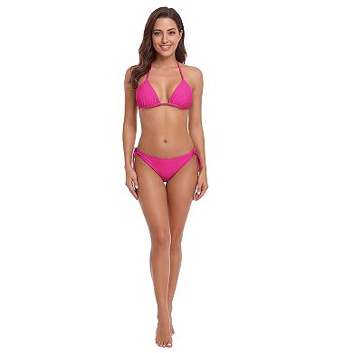 Charmo Women Triangle Halter Tie Side Bikini Set