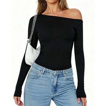 Avidlove Off Shoulder Bodysuit Womens Long Sleeve Body Suits One Piece Seamless Body Suit Soft