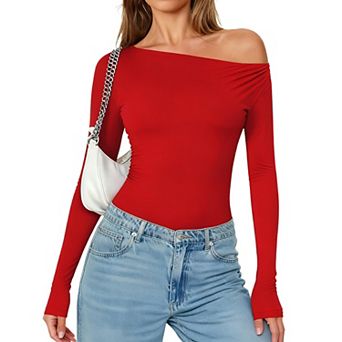 Avidlove Off Shoulder Bodysuit Womens Long Sleeve Body Suits One Piece Seamless Body Suit Soft