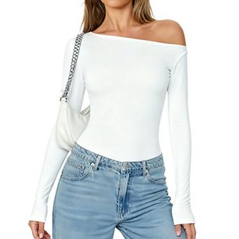 Avidlove Off Shoulder Bodysuit Womens Long Sleeve Body Suits One Piece Seamless Body Suit Soft