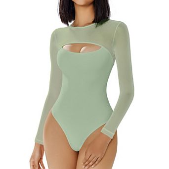 Avidlove Women Round Neck Long Sleeve Double Lined Bodysuit Going Out Outfits For Women