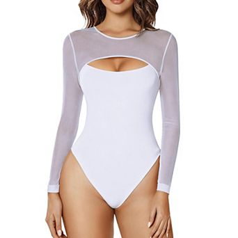 Avidlove Women Round Neck Long Sleeve Double Lined Bodysuit Going Out Outfits For Women