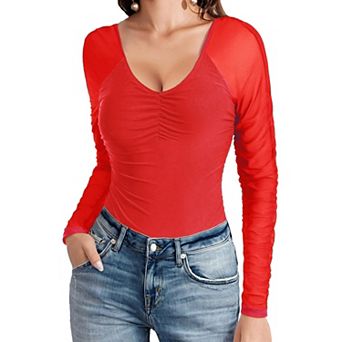 Avidlove Long Sleeve Bodysuits for Women V Neck Body suit Slimming Basic Tummy Control Shapewear