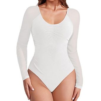 Avidlove Long Sleeve Bodysuits for Women V Neck Body suit Slimming Basic Tummy Control Shapewear