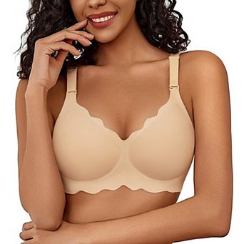 Avidlove No Underwire Bras for Women Comfy Seamless Push Up Bra Scalloped Bralette Padded Everyday