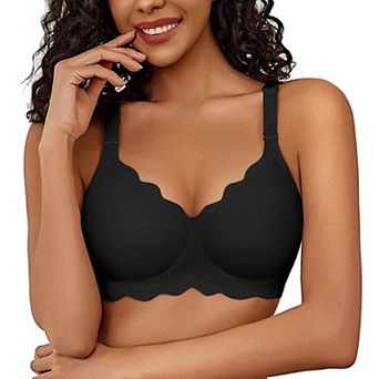 Avidlove No Underwire Bras for Women Comfy Seamless Push Up Bra Scalloped Bralette Padded Everyday