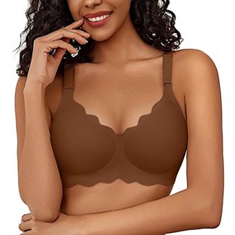 Avidlove No Underwire Bras for Women Comfy Seamless Push Up Bra Scalloped Bralette Padded Everyday