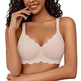 Avidlove No Underwire Bras for Women Comfy Seamless Push Up Bra Scalloped Bralette Padded Everyday