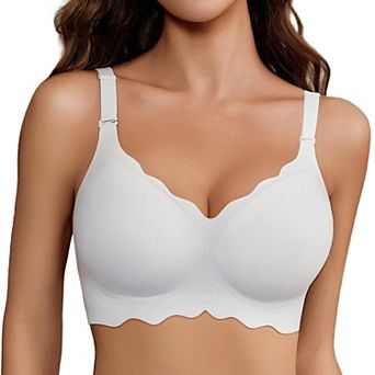 Avidlove No Underwire Bras for Women Comfy Seamless Push Up Bra Scalloped Bralette Padded Everyday