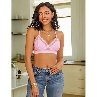 Avidlove Bras for Women Lace Wireless Bralettes Unlined Racerback Bra Bralette Unpadded