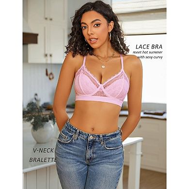 Avidlove Bras for Women Lace Wireless Bralettes Unlined Racerback Bra Bralette Unpadded