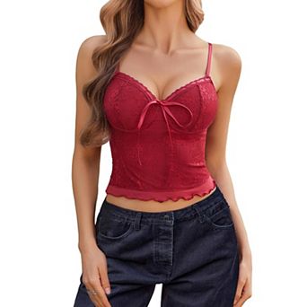 Avidlove Lace Tops for Women Going Out Tank Top Cami Spaghetti Strap Bralettes Cute Camisole