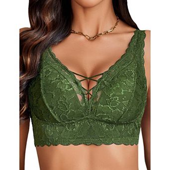 Avidlove Lace Bralette V Neck Bralettes for Women Strappy Wireless Bra Bra
