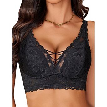 Avidlove Lace Bralette V Neck Bralettes for Women Strappy Wireless Bra Bra