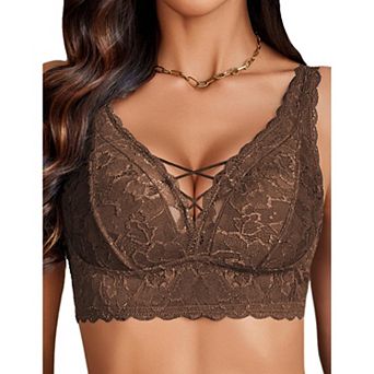 Avidlove Lace Bralette V Neck Bralettes for Women Strappy Wireless Bra Bra