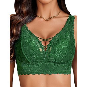 Avidlove Lace Bralette V Neck Bralettes for Women Strappy Wireless Bra Bra