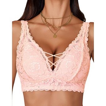Avidlove Lace Bralette V Neck Bralettes for Women Strappy Wireless Bra Bra