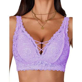 Avidlove Lace Bralette V Neck Bralettes for Women Strappy Wireless Bra Bra