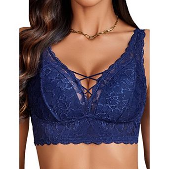 Avidlove Lace Bralette V Neck Bralettes for Women Strappy Wireless Bra Bra