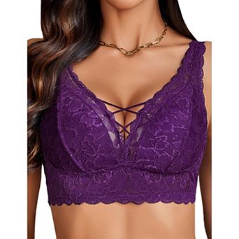 Avidlove Lace Bralette V Neck Bralettes for Women Strappy Wireless Bra Bra