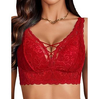 Avidlove Lace Bralette V Neck Bralettes for Women Strappy Wireless Bra Bra