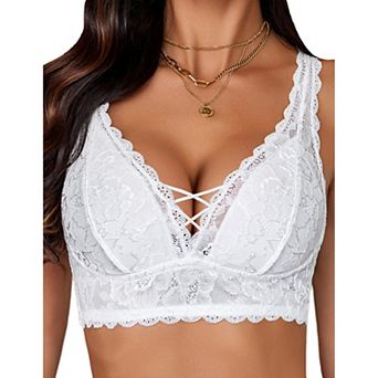 Avidlove Lace Bralette V Neck Bralettes for Women Strappy Wireless Bra Bra