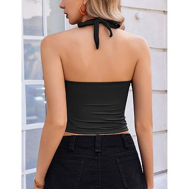 Avidlove Women Halter Top Deep V Going Out Tops Double Lined Backless Summer Crop Tank Top