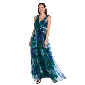 Petite R&M Richards Watercolor Print Organza Maxi Dress