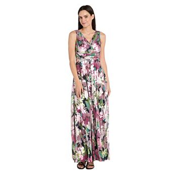 Petite R&M Richards Shimmer Floral Pleated Maxi Dress
