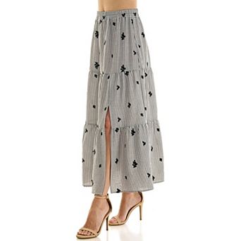 Juniors' Figueroa & Flower Embroidered Long Skirt