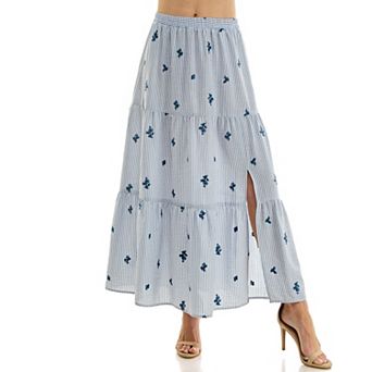 Juniors' Figueroa & Flower Embroidered Long Skirt