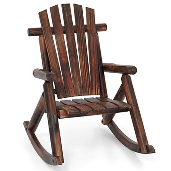 Costway Outdoor Adirondack Rocking Chair for Adults Solid Wood Porch Rocker Patio Chair
