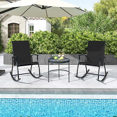 Costway Outdoor Rocking Chairs with Breathable Backrest Smooth Safe Rocking Design
