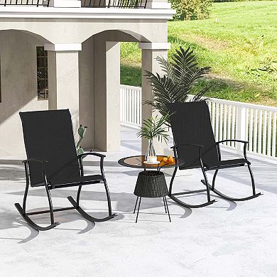 Costway Outdoor Rocking Chairs with Breathable Backrest Smooth Safe Rocking Design