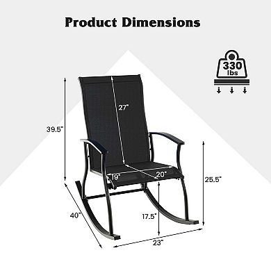 Costway Outdoor Rocking Chairs with Breathable Backrest Smooth Safe Rocking Design