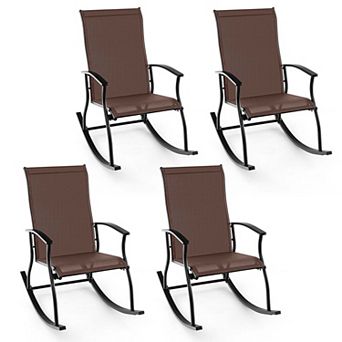 Costway Outdoor Rocking Chairs with Breathable Backrest Smooth Safe Rocking Design