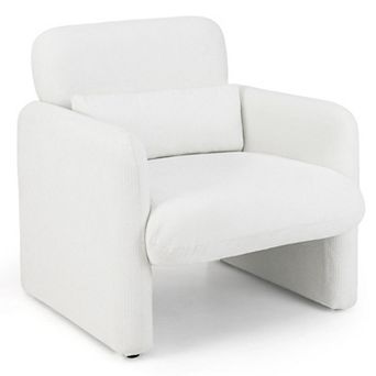 Costway Chenille Accent Chair with Removable Lumbar Pillow Thick Seat Cushion Backrest