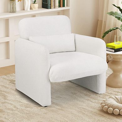 Costway Chenille Accent Chair with Removable Lumbar Pillow Thick Seat Cushion Backrest