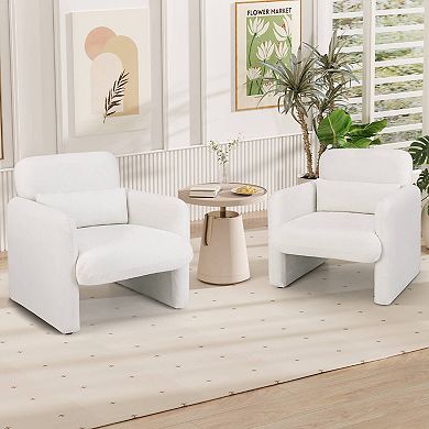 Costway Chenille Accent Chair with Removable Lumbar Pillow Thick Seat Cushion Backrest