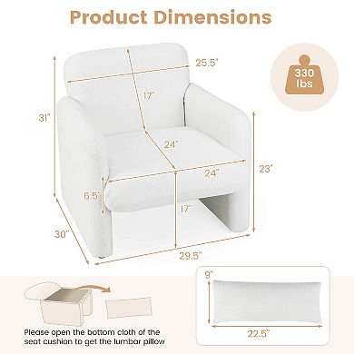 Costway Chenille Accent Chair with Removable Lumbar Pillow Thick Seat Cushion Backrest