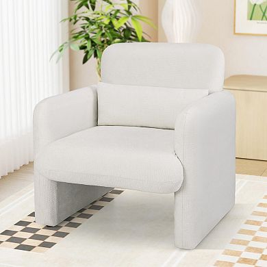 Costway Chenille Accent Chair with Removable Lumbar Pillow Thick Seat Cushion Backrest