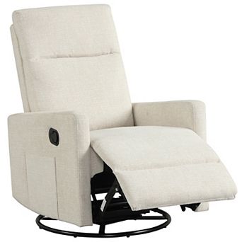 Costway 360° Swivel Rocking Chair with Cushioned Back, Seat & Footrest for Living Room