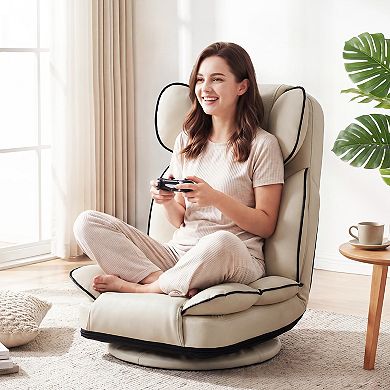Costway 360 Degree Swivel Floor Gaming Chair, Folding Lazy Adjustable Lounger Couch