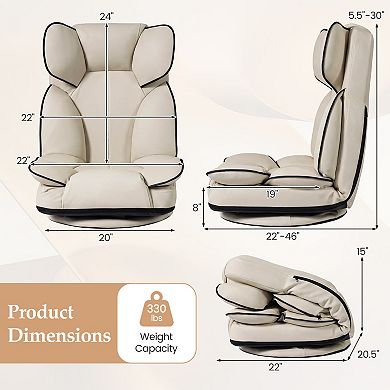 Costway 360 Degree Swivel Floor Gaming Chair, Folding Lazy Adjustable Lounger Couch