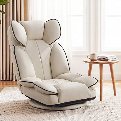 Costway 360 Degree Swivel Floor Gaming Chair, Folding Lazy Adjustable Lounger Couch