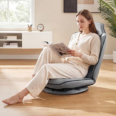 Costway 360° Swivel Floor Gaming Chair with 5-Level Adjustable Backrest&Padded Seat Cushion